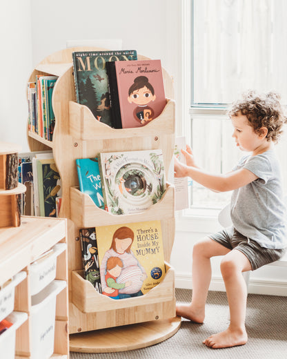 Revolving Solid Wood Bookcase