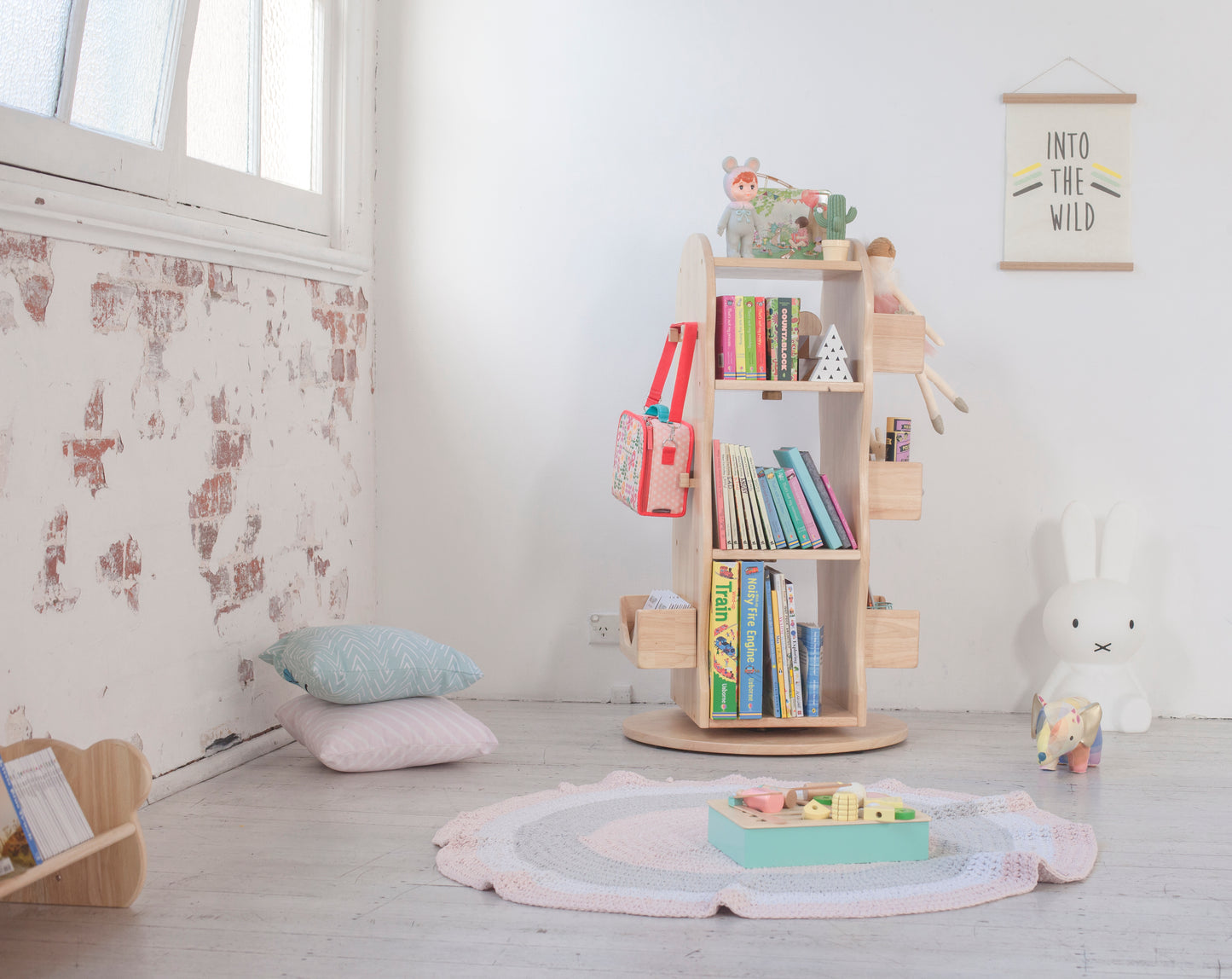 Revolving Solid Wood Bookcase