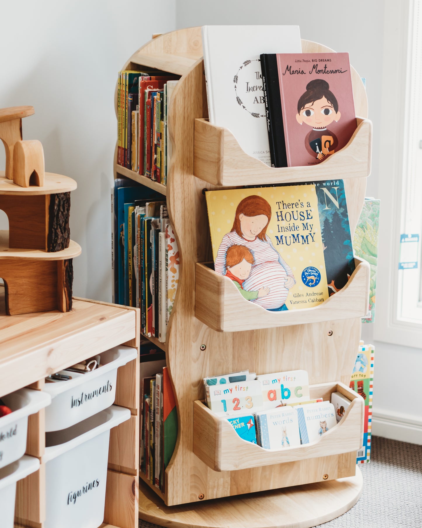 Revolving Solid Wood Bookcase