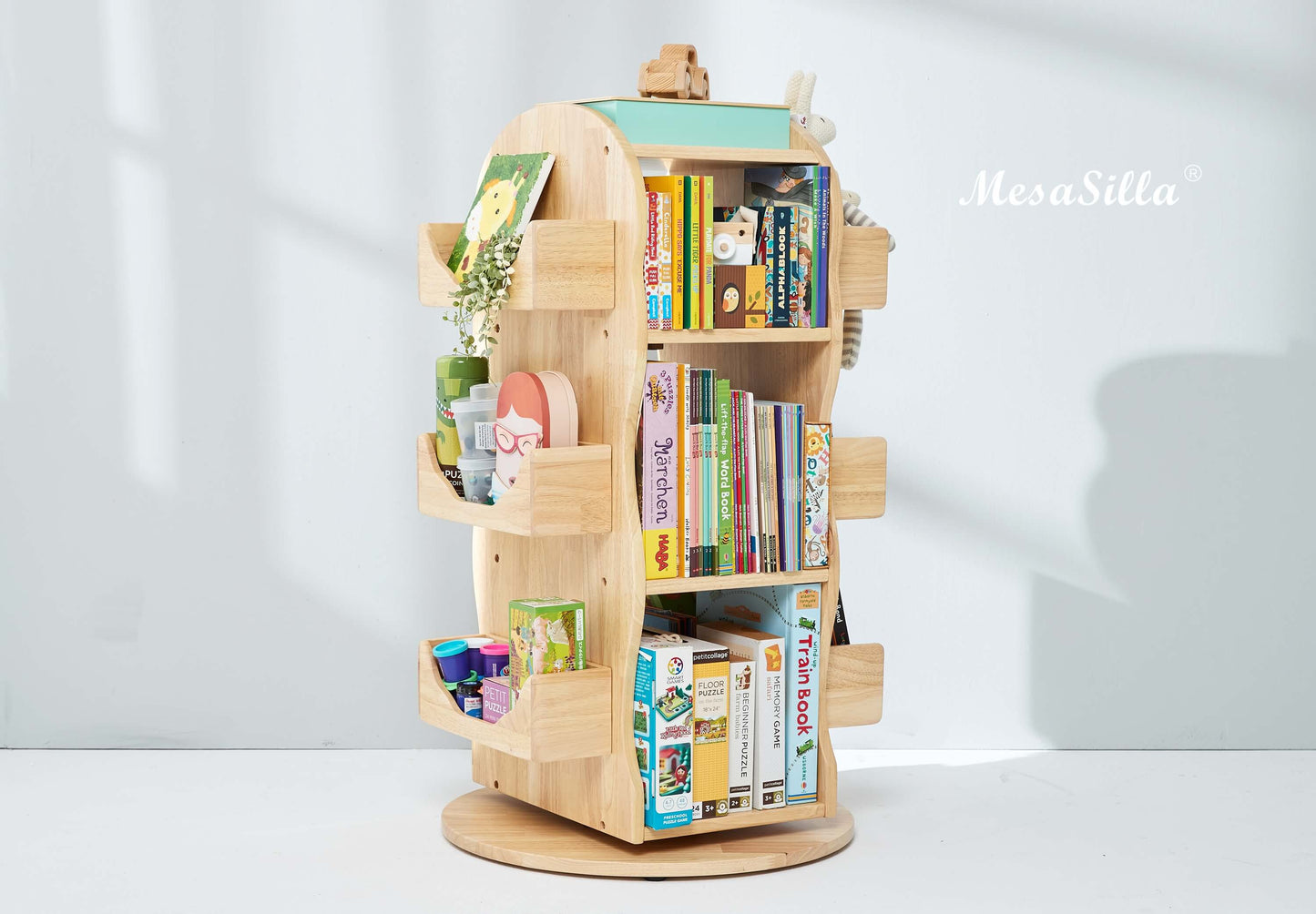 Revolving Solid Wood Bookcase